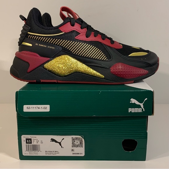 [BRAND NEW] PUMA RS-X GLITZ CC BLACK TIBETAN RED GOLD WOMENS SIZE 8.5 SNEAKERS - Picture 2 of 9